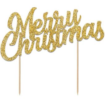 Picture of GLITTER MERRY CHRISTMAS CAKE TOPPER GOLD